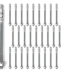 Quarter Inch By Four Inch Heavy Duty Zinc Wedge Anchors For Concrete And Masonry, Box Of 30 displayed on white background