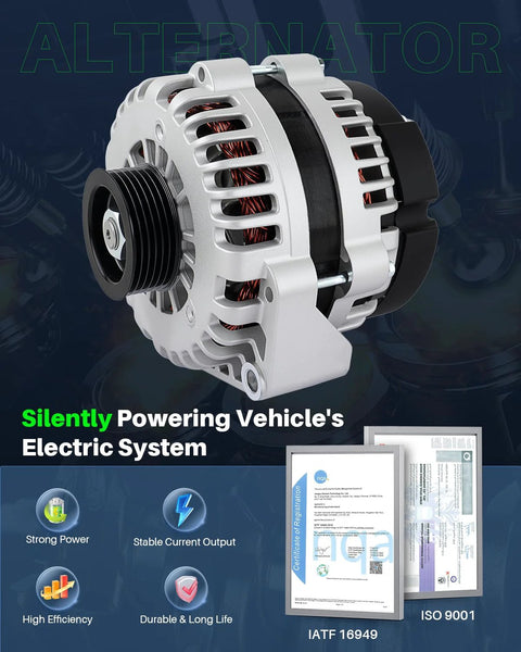 Beefed-Up Vehicle Alternator Replacement For GM Trucks And SUVs With 6.2L 5.3L 6.0L 4.3L And 4.8L Engines Fits Escalade Tahoe Suburban