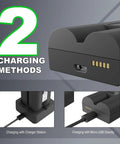 Heavy Duty Rechargeable Battery For Ring Doorbell Camera 2 Pack 7200mAh showing two charging methods details.