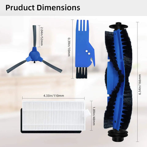 Must Have Replacement Cleaning Kit For RoboVac 11S Slim, 11S Plus, 30C, 25C, 35C Robotic Vacuum Cleaners product dimensions