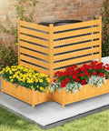 Outdoor Air Conditioner Fence Privacy Screen With Planter Box For Trash Cans And Pool Equipment Enclosure No Dig Kit Two Panels Durable Natural Fir Wood With Weather Resistant Finish