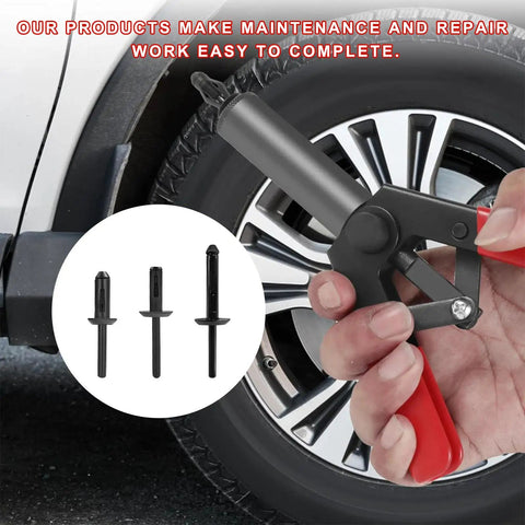 Beefy Heavy Duty Rivet Gun Set With 31 Piece Blind Rivet Kit and Non Slip Steel Hand Riveter for car panels use