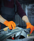 Outrageous Orange Heavy Duty Disposable Nitrile Gloves 8 Mil Latex Free Powder Free Ambidextrous Orange Large 1000 Count in use