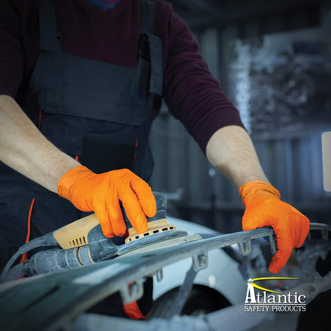 Outrageous Orange Heavy Duty Disposable Nitrile Gloves 8 Mil Latex Free Powder Free Ambidextrous Orange Large 1000 Count in use