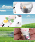 8-piece cow dashboard ornament set for cars; hand-painted white cows with silver cups for car interior decor.