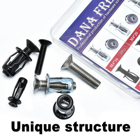 52 Piece Jack Nut Kit With Countersunk Socket Cap Screws for Hollow Doors and Soft Walls, DIY-friendly, nuts and screws detail