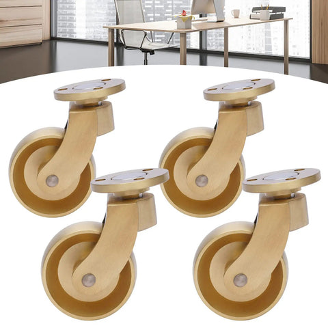 Heavy Duty Antique Brass Casters, Smooth Glide Wheels For Furniture And Storage Trunks, 4 pack with swivel plates.