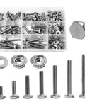 All Purpose 1/4-20 Stainless Steel Hex Bolts Kit with flange nuts and washers, assorted lengths, 304 grade
