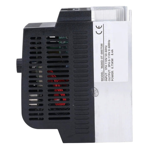 Side view of 0.75KW Variable Frequency Drive With Builtin PID Controller And Efficient Cooling System for industrial automation.
