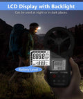 Handheld Anemometer With Digital Wind Speed Gauge And Temperature Readout, Real Time Wind Velocity Meter For CFM Calculations, Pro Grade, Great For HVAC, Outdoor Sailing, Shooting, And Golf, backlit LCD