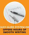 Round Stic Grip Xtra Comfort Fashion Ball Point Pen With Soft Grip For All Day Comfort And Smooth Writing 1.2mm Medium Point Great For Home School Office Purple Ink 12 Pack shown writing on lined paper