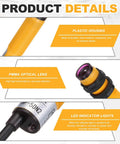 Dope Through Beam M18 Photoelectric Sensor Kit 2 Pack, details, plastic housing, PMMA lens, LED indicator lights