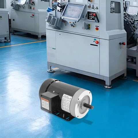 Shop Ready 2Hp Three Phase Electric Motor, 3450Rpm Tefc Industrial Equipment Driver on factory floor.