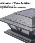 Close-up of a wet black solar post cap light showing water resistance, part of Solar Post Cap Lights For 4x4 To 6x6 Posts, 10 Pack.
