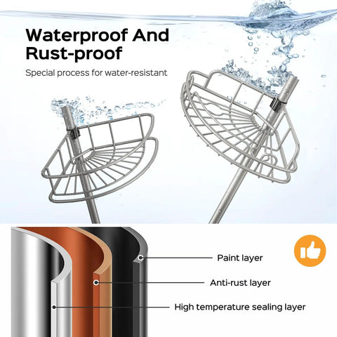 Heavy Duty Four Tier Corner Shower Caddy Telescoping Tension Pole Quick Adjust Shelves Bathroom Storage Rustproof Non Slip Shampoo Holder Built Like A Tank And Stays Put