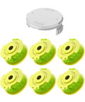 0.08 Inch Copolymer Nylon Trimmer Line Refill Spool Set For Cordless Weed Wacker Compatible With One Plus 18V 24V 40V Trimmers Includes Six Replacement Spools And One Trimmer Cap