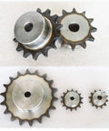 Two durable steel sprockets with varying sizes, highlighting the Number 25 Heavy Duty Roller Chain Sprocket Featuring Forty Seven Teeth And One Quarter Inch Pitch Built Like A Tank For Serious Mechanical Grind Runs Smooth On Forty C Chain Drive No Fuss Top Tier Quality Throughout.