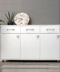 White cabinet with Brushed Satin Nickel Cabinet Pulls 4 Inch 102mm Hole Center Kitchen Cabinet Handles