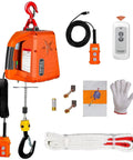 NOLANTISI 3-in-1 electric hoist winch, orange, 2200 lbs, 38 ft rope, wired and wireless remote controls