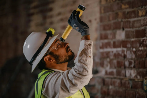 Worker using Intrinsically Safe Rechargeable LED Flashlight For Hazardous Locations With 12 Volt DC Charger Yellow 130 Lumens