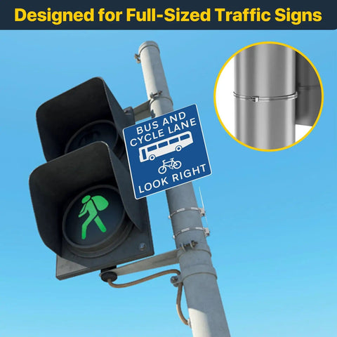 2 Pack Sign Mounting Brackets For Large Poles Adjustable Street Sign Hardware With Pole Clamps Heavy Duty Pole Mounting Kit