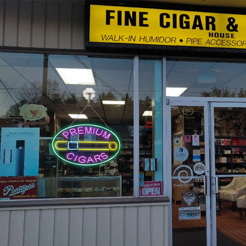 Large Cigar Neon Sign For Bars And Smoke Shops Dimmable Purple LED Light Display For Cigar Lounges Tobacco Shop Decor