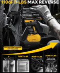 Brushless Cordless Impact Wrench Generating 1500 Nm Beast Mode Torque With An Integrated Work Light in action on a tire.