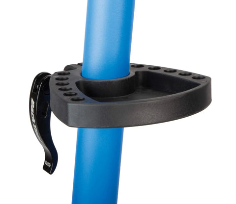 Black Colorful Work Tray Accessory For PCS-9.2 Repair Stand And PCS-10.2 with slots for nuts and bolts, quick release lever visible.
