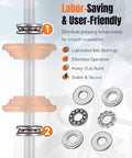 Diagram showing heavy duty pro grade bicycle headset press tool with aluminum alloy construction and anodized finish.