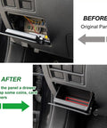 Before and after installation of Discreet Fuse Box Coin Tray For Subarus Exact Fit Stash Cash And Cards In Your Fuse Box With No Slip Red Liner Fits Outback Legacy Forester XV Crosstrek Impreza WRX STI Ascent.
