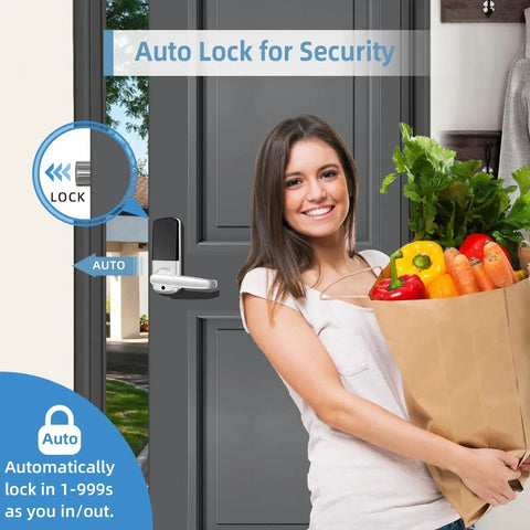 Slick Biometric Fingerprint Smart Lock With Handle Set For Front Door Hella Secure Keyless Entry Deadbolt Zero Hassle Setup With App Control Auto Lock And Satin Nickel Finish