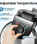 Adjustable temperature control knob on 1200W Electric Roti Maker Automatically Presses Chapati Naan And Tortillas Fast Flatbread Cooker.