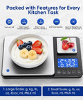 Two Platform Kitchen Scale With Ultra Precise 0.01g/0.001oz Readouts, 33lb Big Scale And 1.1lb Mini Scale featuring tare and unit options