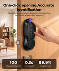 Video Smart Lock With Camera And Three In One Smart Deadbolt For Front Doors on wooden door with finger tap for access.