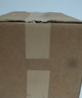 Cardboard box seen from the side, containing Top Notch Water Regulating Valve Two Way Three Quarter Inch Size for Commercial HVAC Chillers.