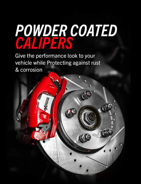 Red Powder Coated Front Brake Caliper Pair Beefed Up For Chevy Cobalt 2005 To 2008 HHR 2008 To 2010 Pontiac G5 2007 To 2010 Saturn Ion 2004 To 2007 High Temp Caliper Upgrade And Easy Clean Durability
