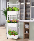 Indoor Hydroponic Garden Kit For Homegrown Herbs With 42 Pods, 3 Tier White Gloss Finish, LED Grow Lights in a kitchen setting