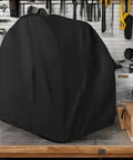Shop Tough Table Saw Cover Waterproof Oxford Cloth Shield With Locking Drawstring And Carry Handle Grip Tight Fit Guards Workshop Bench Drill Press Planer Garage Gear Against Dust And Rain 28 X 24 X 28 on a workbench in a garage.
