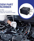 Heavy Duty 2 Pack Fuel Pump Relay 5 Pin 30 Amp 12 Volt Direct Plug Power Switch installed in car engine compartment.