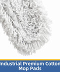 Heavy Duty Industrial Dust Mop With Extra Wide Head And Long Wooden Handle For Swift No Mess Sweeping Includes Two Thick Cotton Pads, premium cotton mop pads.