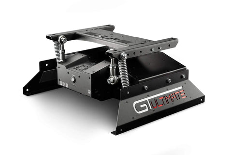 Seat Move Motion Platform V3 For Racing Sim Rigs European Made Professional Motion System With Crazy Fast Smooth Movement For High End Sim Setups Including CXC Simulations. black metal seat motion platform with springs