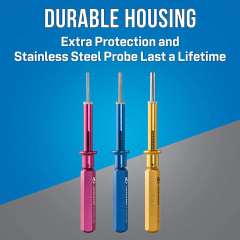 KR 260 3 Piece Extraction Tool Kit with Rugged Leather Case showing durable housing and stainless steel probes