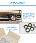 Trailer Axle Hub Grease Seals Kit With Cotter Pins For EZ Lube Axles 2000 2200 Lb BT8 Spindle application view
