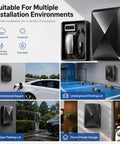 Heavy Duty Steel EV Charger Enclosure With Lockable Faceted Door Weather Resistant Outdoor Charging Station Cover in multiple environments.