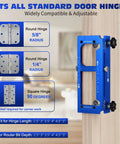 Heavy Duty Door Hinge Jig Kit, Precision Router Template For Nailing Cabinet Makeovers, showing adjustable settings for various hinge sizes.