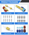 R134A Valve Core Removal And Installation Tool Kit With Quick Connectors For High And Low Pressure AC Service Ports components