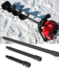 Beefy Auger Extension Drill Bit Set with 8 inch 12 inch and 20 inch lengths fits three quarters inch shaft shown with snow auger
