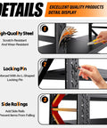 Hella Sturdy Heavy Duty Metal Storage Shelves With Rock Solid Frame And No Sweat Setup detail display with high-quality steel and locking pin.