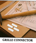 Professional Grade Furniture Hidden Connectors For Shelf Assembly Fasteners and Cabinet Panel Joint Hardware Adjustable Concealed Locking Pins on a work table.