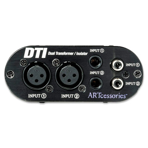 Front view of Dual Transformer Isolator Hum Eliminator For Studio Pro Rig with XLR, TRS, and RCA inputs showcasing its connections.